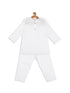 Boy's White Kurta With White Pyjama Set