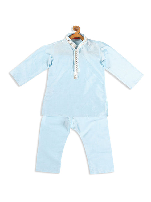 Sishu Boy's' Aqua Blue Viscose Kurta And Pyjama Set