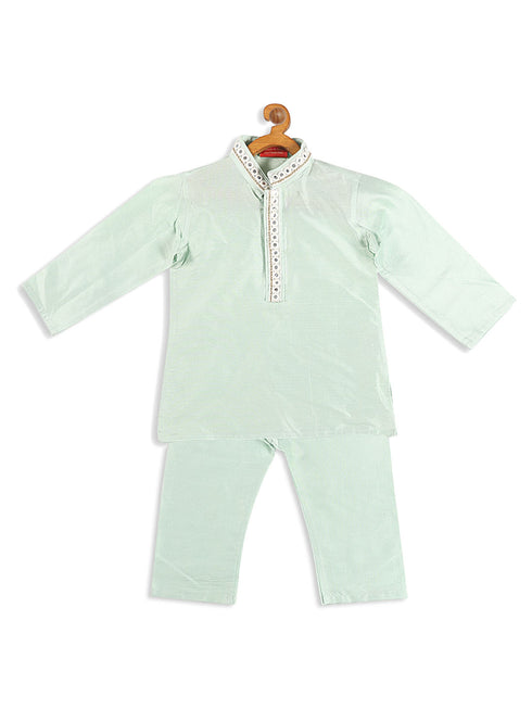 Sishu Boy's' Green Viscose Kurta And Pyjama Set