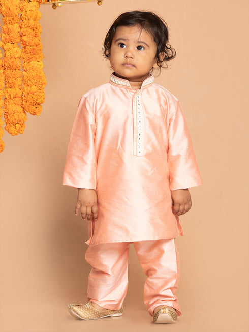 Sishu Boy's' Pink Viscose Kurta And Pyjama Set
