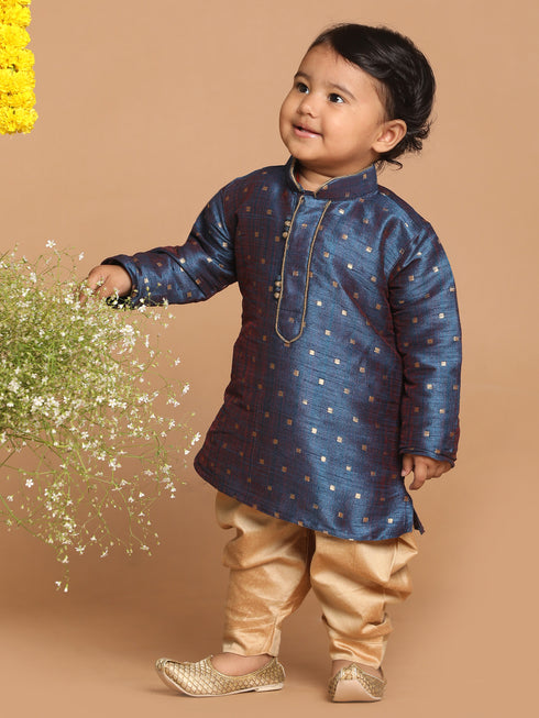 Boy's Blue Kurta With Dhoti Pant Set