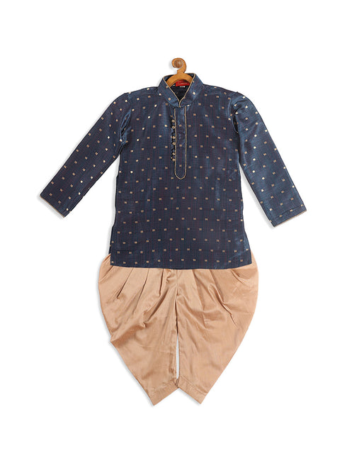 Boy's Blue Kurta With Dhoti Pant Set