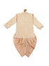 Boy's Gold Woven Design Kurta With Dhoti Set