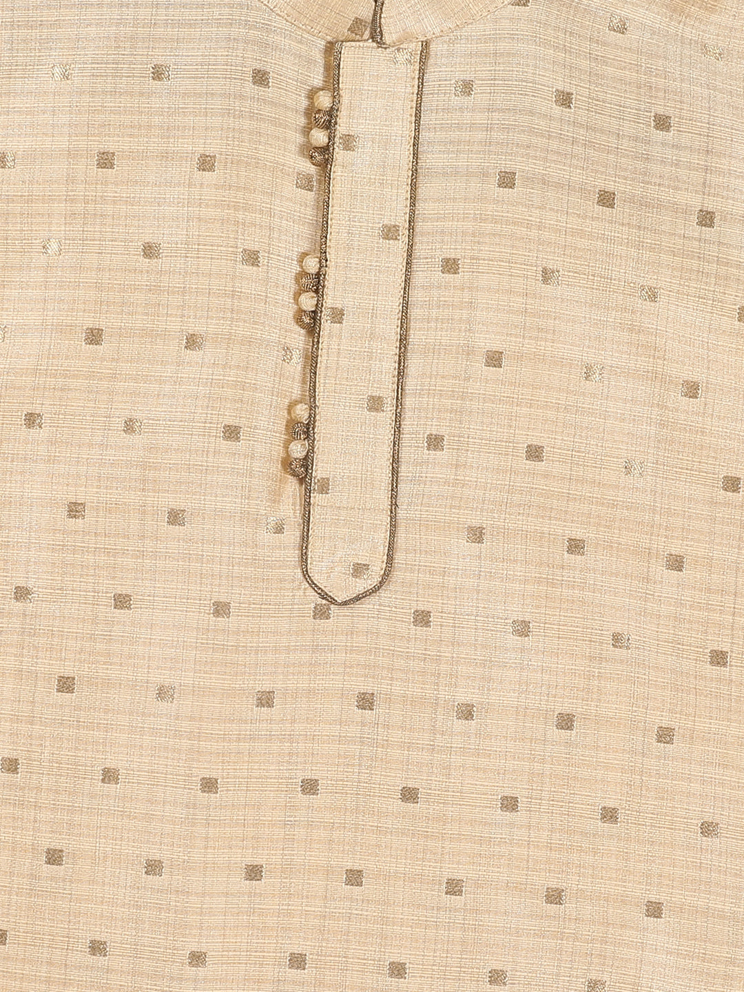 Boy's Gold Woven Design Kurta With Dhoti Set