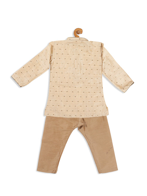 Sishu Boy's Gold-Toned Woven Kurta With Pyjama Set