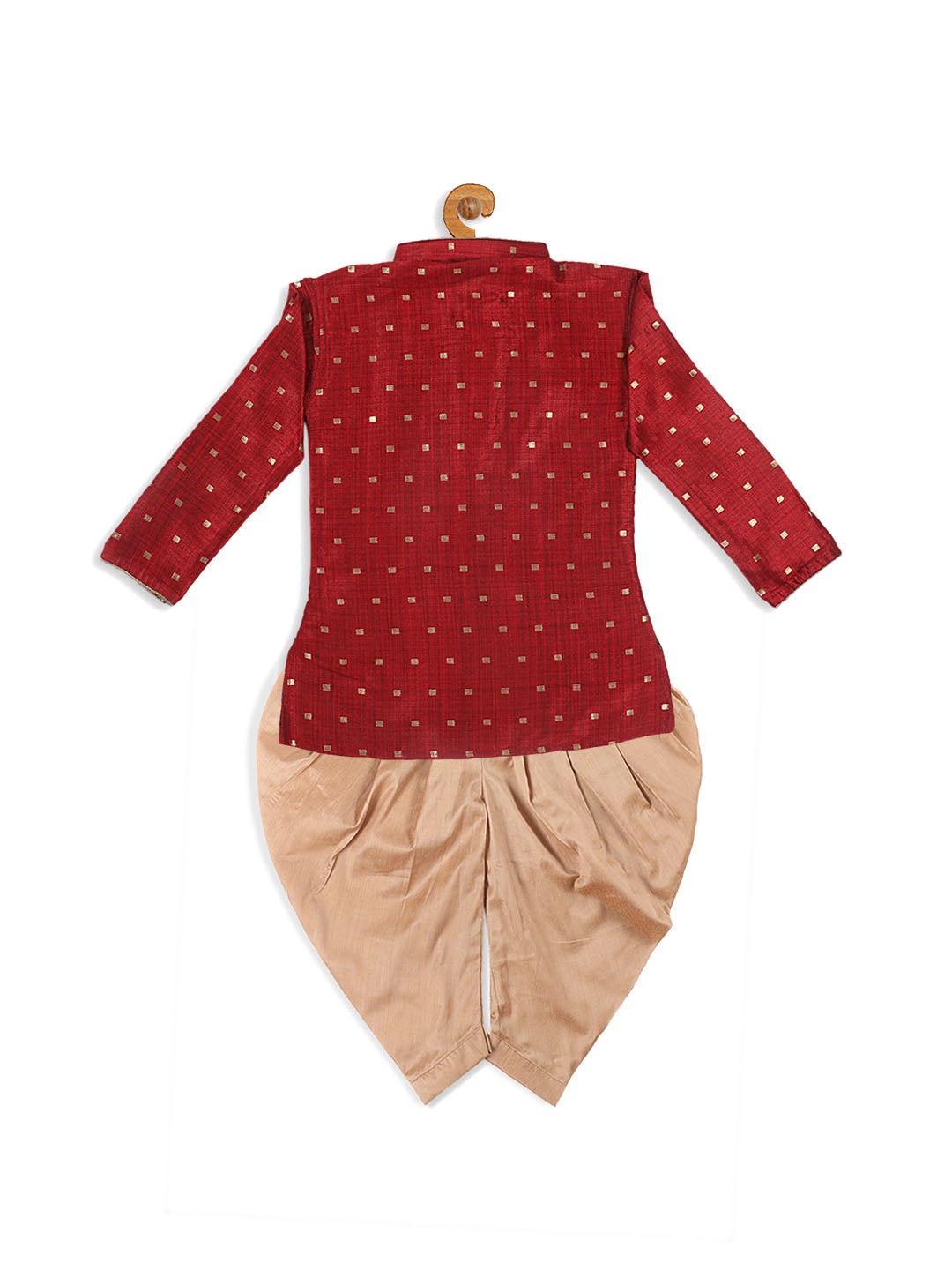 Boy's Maroon Kurta With Dhoti Pant Set