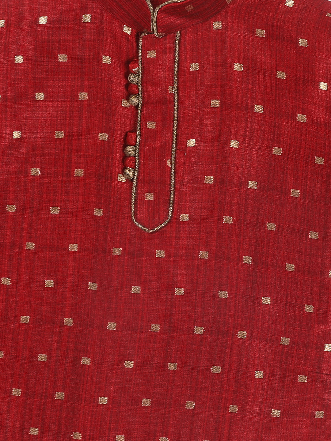 Boy's Maroon Kurta With Dhoti Pant Set