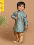 Sishu Boy's Blue Woven Kurta With Rose Gold Pyjama Set
