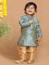 Sishu Boy's Blue Woven Kurta With Rose Gold Pyjama Set