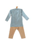 Sishu Boy's Blue Woven Kurta With Rose Gold Pyjama Set