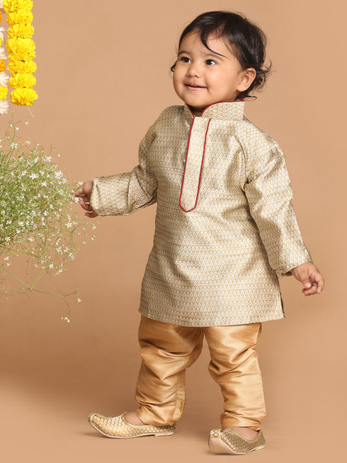 Sishu Boy's Beige Kurta With Pyjama Set