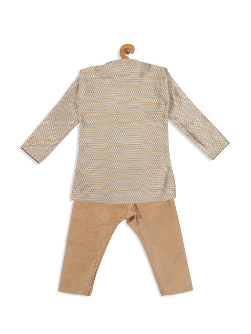 Sishu Boy's Beige Kurta With Pyjama Set