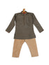 Sishu Boy's Black Woven Kurta And Rose Gold Pyjama Set