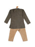 Sishu Boy's Black Woven Kurta And Rose Gold Pyjama Set