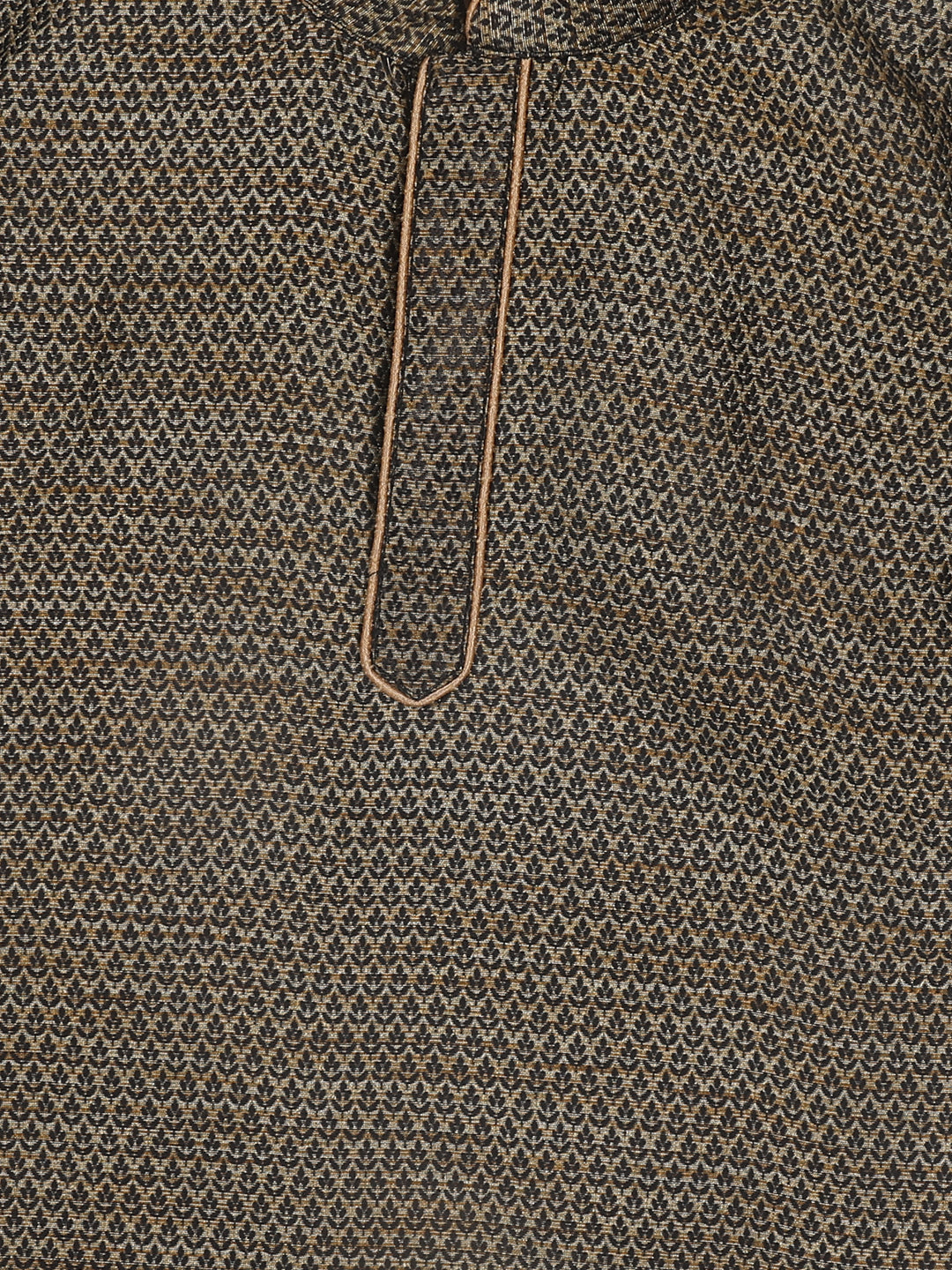 Sishu Boy's Black Woven Kurta And Rose Gold Pyjama Set