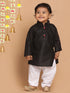 Boy's Black Kurta With White Pyjama Set