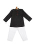 Boy's Black Kurta With White Pyjama Set