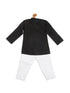 Boy's Black Kurta With White Pyjama Set