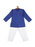 Boy's Blue Kurta With White Pyjama Set