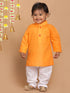 Boy's Orange Color Kurta With White Pyjama Set