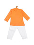 Boy's Orange Color Kurta With White Pyjama Set