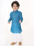Boy's Aqua Blue And White Pure Cotton Kurta