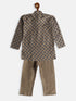 Boy's Chiku Cotton Blend Kurta Pyjama Set