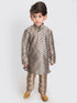 Boy's Chiku Cotton Blend Kurta Pyjama Set