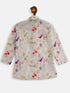 Boy's Multicolor-Base-Cream Cotton Blend Kurta