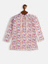 Sishu Boy's Multicolor-Base-White Cotton Blend Kurta