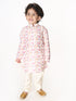 Sishu Boy's Multicolor-Base-White Cotton Blend Kurta