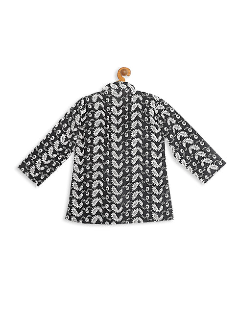 Sishu Boy's Black Chikankari Pure Cotton Kurta