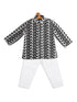 Sishu Boy's Black Chikankari Pure Cotton Kurta With White Pyjama Set