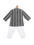Sishu Boy's Black Chikankari Pure Cotton Kurta With White Pyjama Set