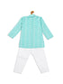 Sishu Boy's Green Chikankari Pure Cotton Kurta With White Pyjama Set
