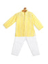 Sishu Boy's Mustard Floral Chikankari Pure Cotton Kurta With Pyjama