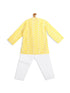 Sishu Boy's Mustard Floral Chikankari Pure Cotton Kurta With Pyjama