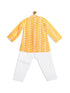 Sishu Boy's Orange Floral Chikankari Pure Cotton Kurta With White Pyjama Set
