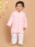 Sishu Boy's Pink Floral Chikankari Pure Cotton Kurta With Pyjama