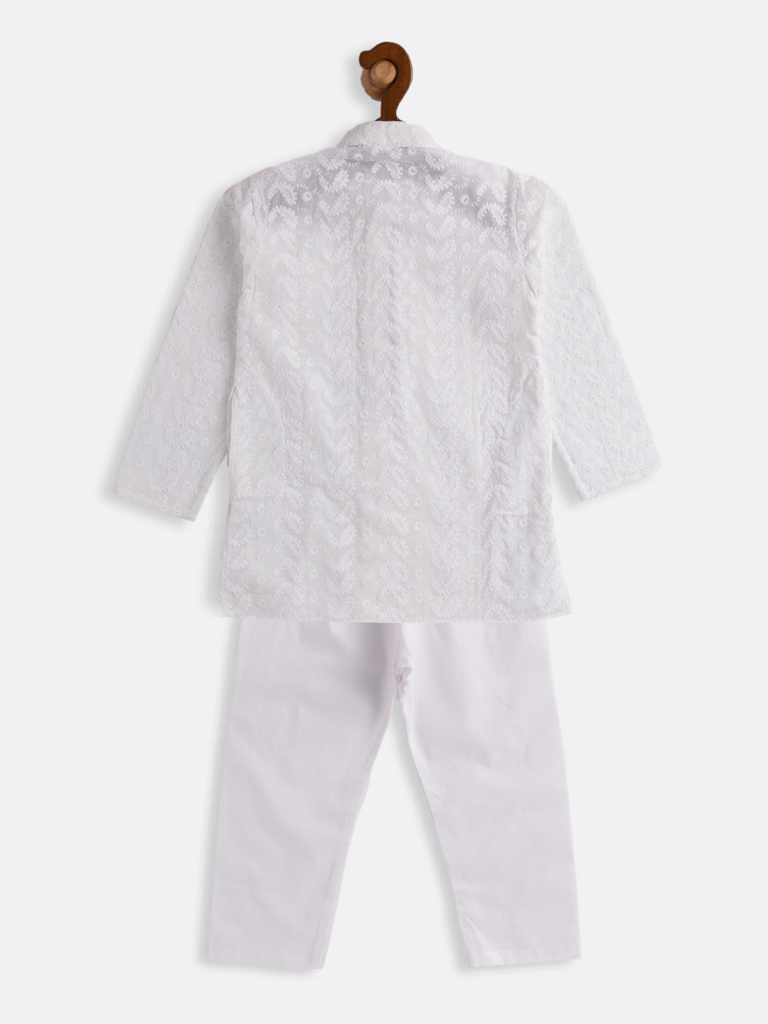 Boy's White Pure Cotton Kurta Pyjama Set