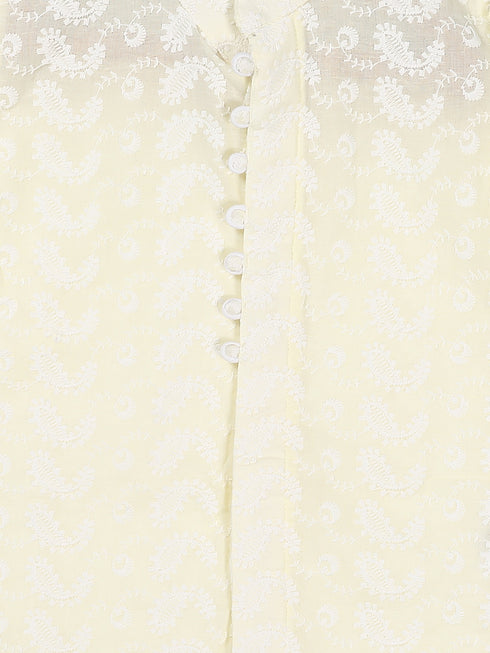 Sishu Boy's Yellow Chikankari Pure Cotton Kurta