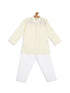 Sishu Boy's Yellow Chikankari Pure Cotton Kurta With Pyjama Set