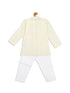 Sishu Boy's Yellow Chikankari Pure Cotton Kurta With Pyjama Set
