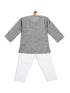Sishu Boy's' Grey Cotton Kurta And White Pyjama Set