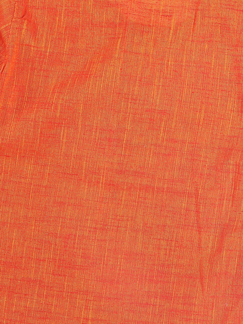 Sishu Boy's' Orange Cotton Kurta And White Pyjama Set