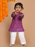 Sishu Boy's' Purple Cotton Kurta And White Pyjama Set