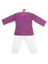 Sishu Boy's' Purple Cotton Kurta And White Pyjama Set