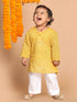 Sishu Boy's' Yellow Cotton Kurta And White Pyjama Set