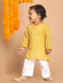 Sishu Boy's' Yellow Cotton Kurta And White Pyjama Set