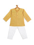 Sishu Boy's' Yellow Cotton Kurta And White Pyjama Set